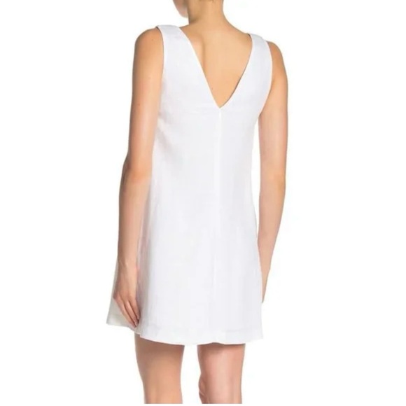 Theory Double V White Shift Linen Dress - Picture 2 of 7